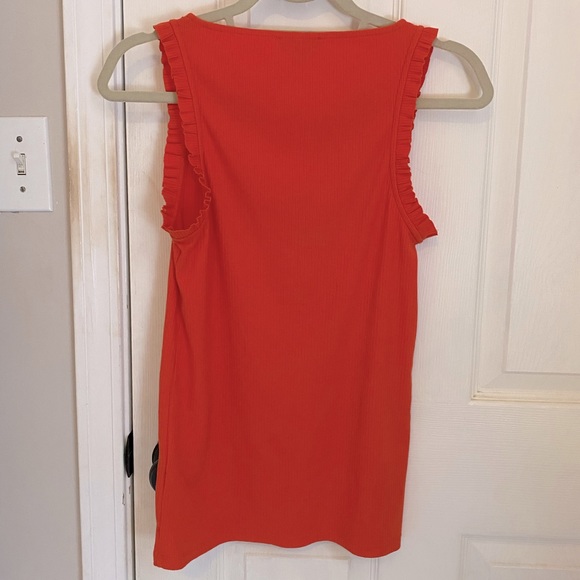 J CREW Ribbed Ruffle tank in ORANGE - Picture 7 of 8